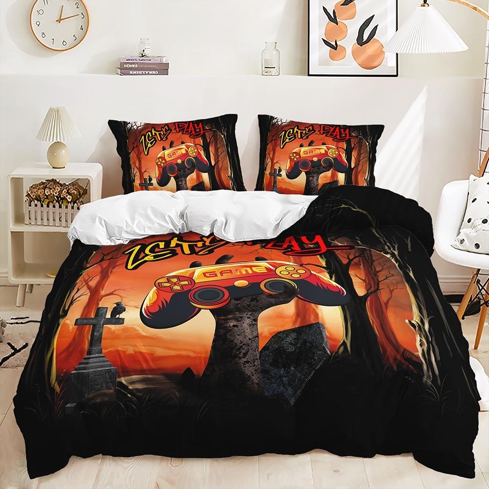 3D Game Controller Pattern Duvet Cover Pillowcase Bedding Black Bedding Set Adult Teen Single Double Queen Size Gift
