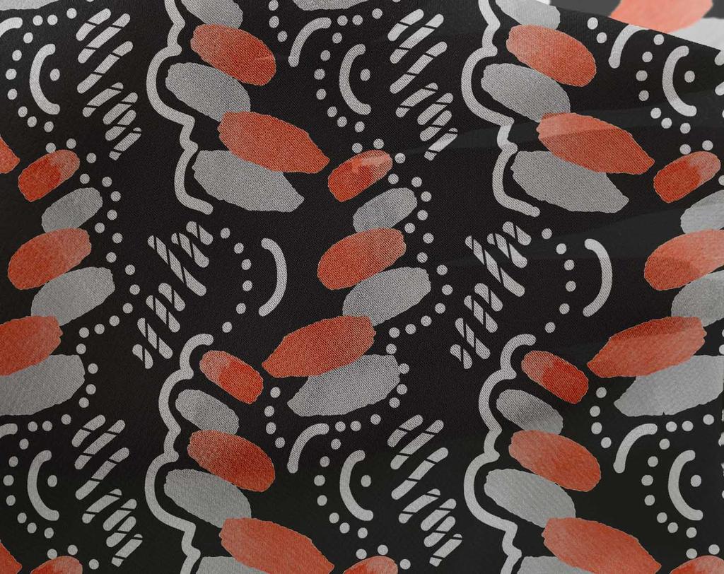 oneOone Georgette Viscose Black Fabric Abstracts Sewing Material Print Fabric By The Yard 42 Inch