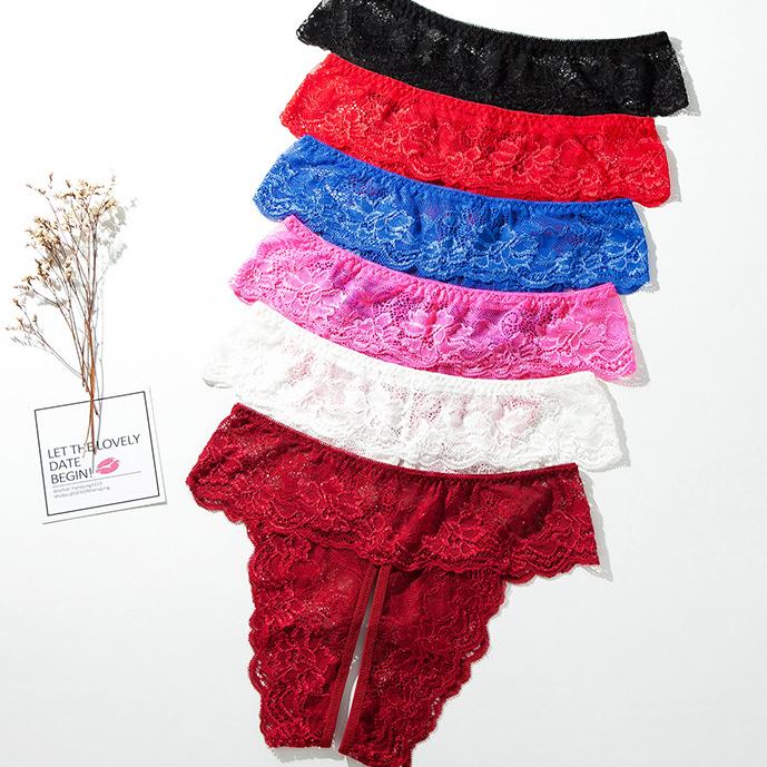 Sexy Plus Size Women's Panties Open File Lace Thong T Pants Sheer Mesh Briefs Erotic Panties Cosplay XL-XXXXL