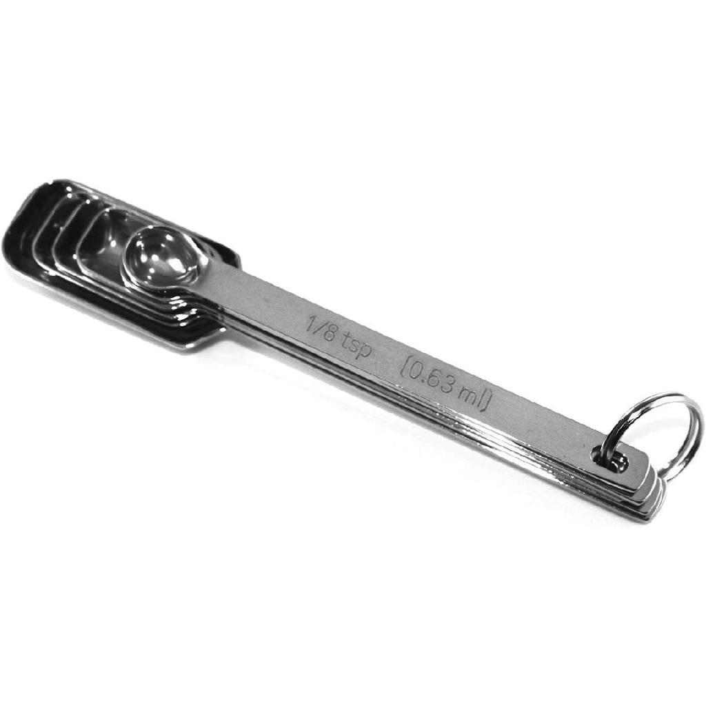 Heavy Duty Accurate Narrow Stainless Steel Measuring Spoons, 6 Piece Set, Chef Quality and Commercial Durability