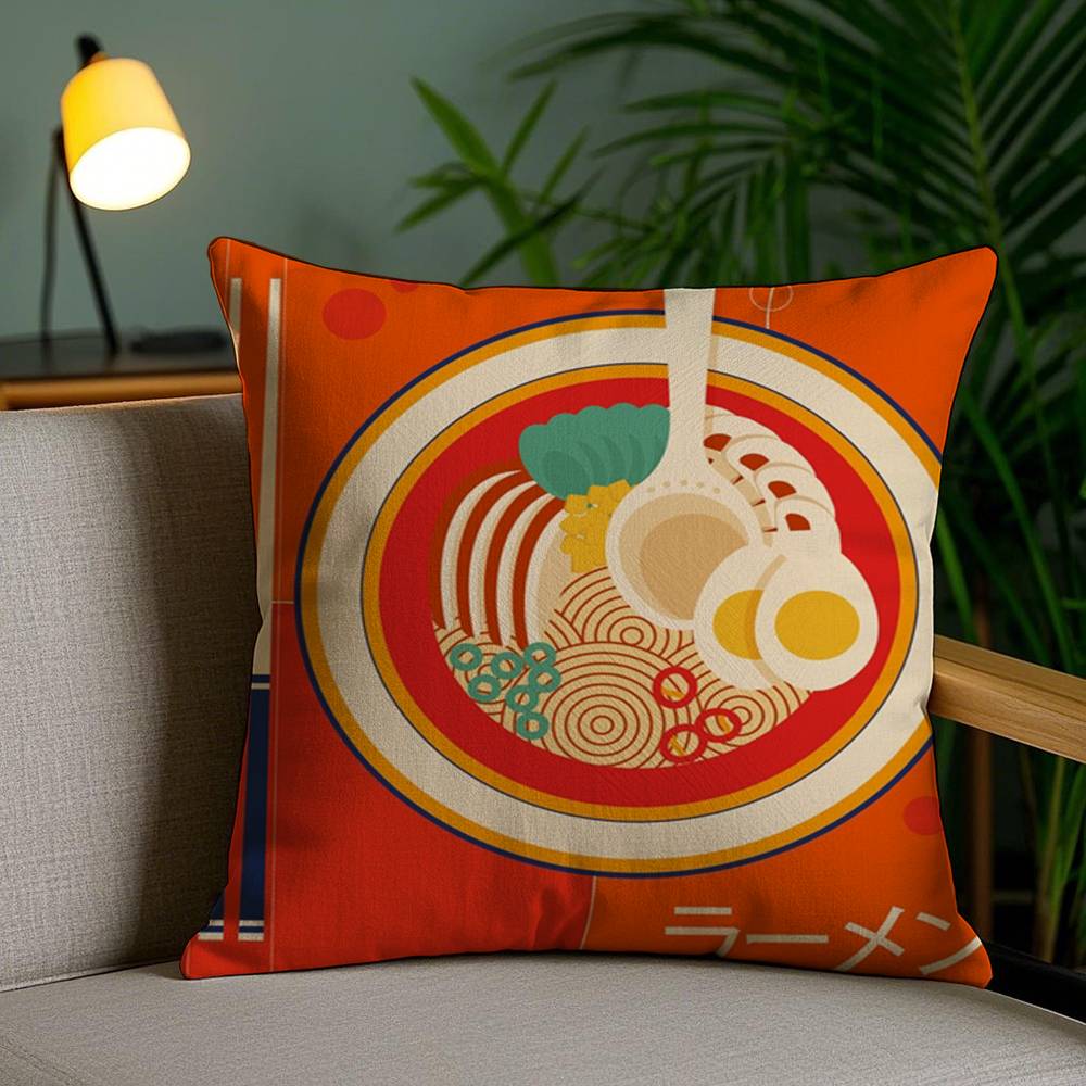 Japanese Style Food Pillow Case Plush Fabric Soft Pillowcase Double Sided Print Sofa Cushion Cover Throw