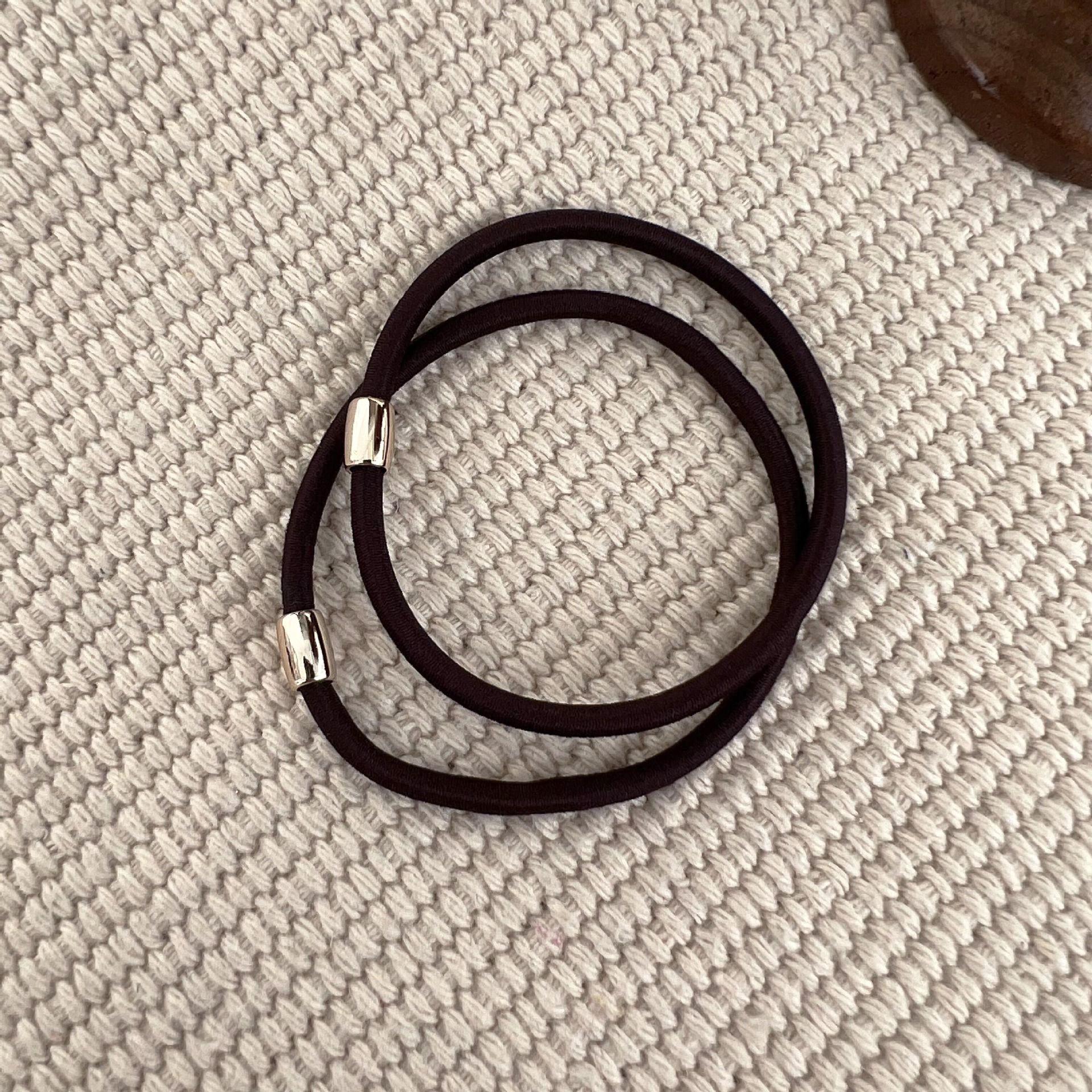 

Набор из 2 резинок для волос кофейного цвета в корейском стиле с золотыми бусинами темный кофе