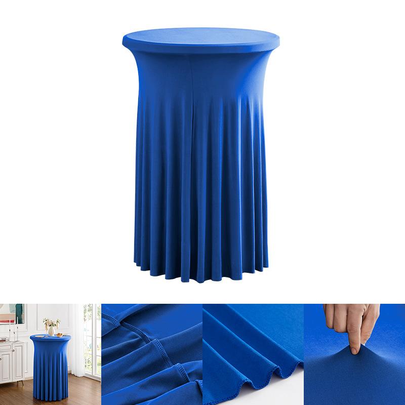 

Round High Top Stretch Spandex Cocktail Tablecloths with Skirt Wrinkle Free Cocktail Table Cover for Wedding Party Banquet JT443 60x110cm синий