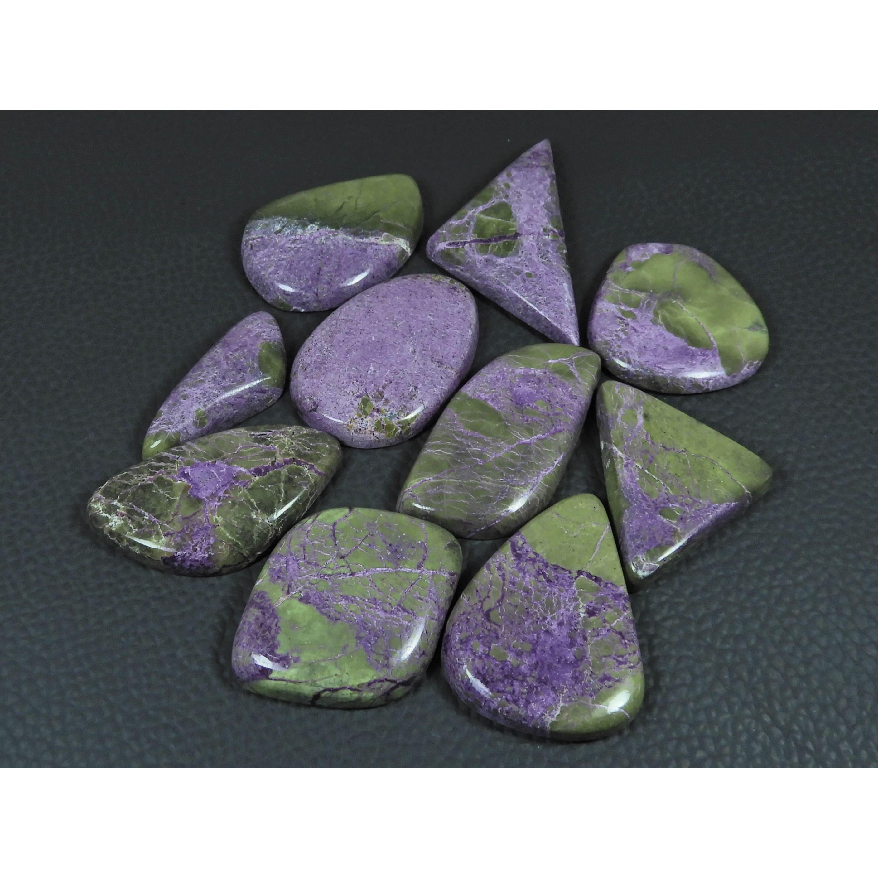 10Pcs Natural Stichtite Fancy Shape Cabochon Loose Gemstone 295 Cts. Lot C-2971