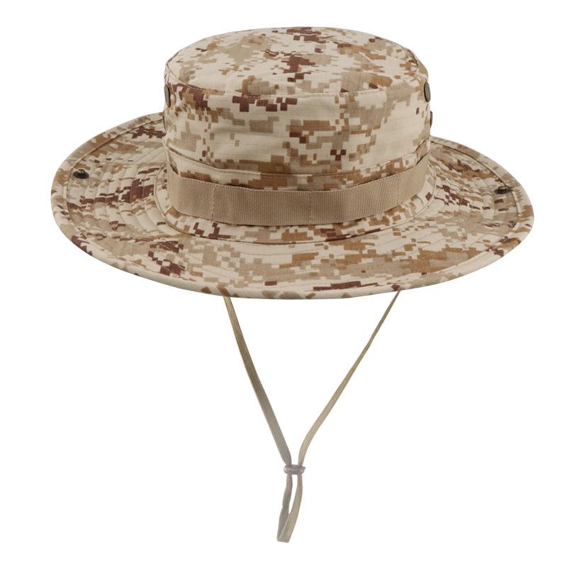 Men's Camouflage Bucket Hat Set: Multifunctional, Breathable, Sun-Protective Fishing Hat with Round Brim.