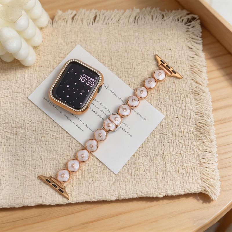 Compatible Bands for Apple S11, iWatch 109876SE, Huawei GT6, Xiaomi 9PRO - Round Bean Drip Glue, Small Flower Design