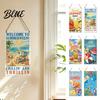 Solid Wood Wall Plaque Summer Wooden Hanging Sign, Welcome Sign Front Door Decor with Refresh Home Rope, Colorful Hanger for Seasonal Farmhouse Beach