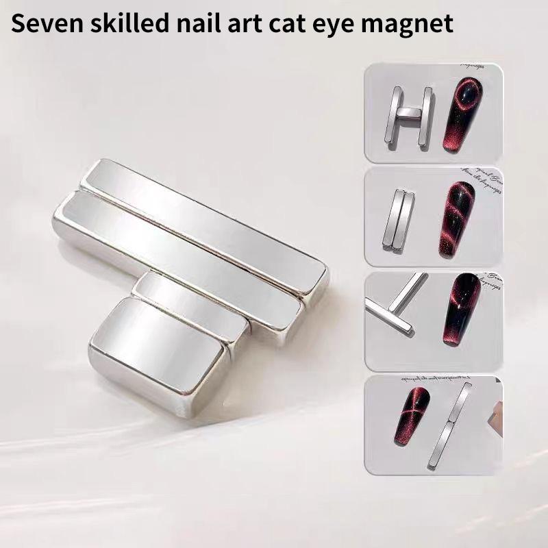 4 ks manikúra s multifunkčním magnetem na nehty salon Cat Eye s dlouhým proužkem Magnet na nehty francouzské kočičí oko sada pro nástroje s UV gelem