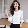 Teluoman Women's Professional Round Neck Long Sleeve Blouse