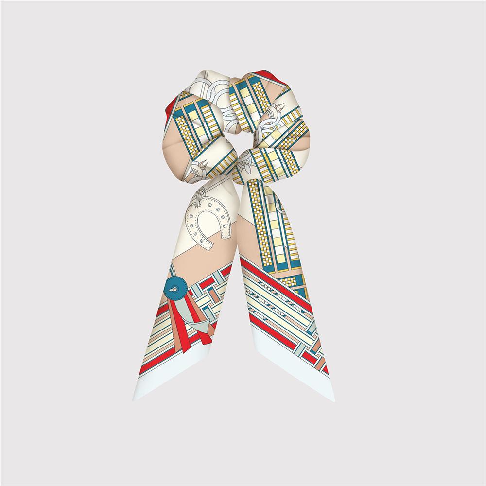 Naturalny Jedwab Duże Gumki do Włosów Gumki Wstążki do Włosów Wzór Łańcucha Elastyczne Gumki do Włosów Kucyk Kobiety Elegancki Szalik Akcesoria do Włosów