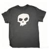 2026 Simple Solid White Cartoon Skull Front Graphic T Shirt Basic Minimal Skeleton Head Print Black Cotton Short Sleeve Tee