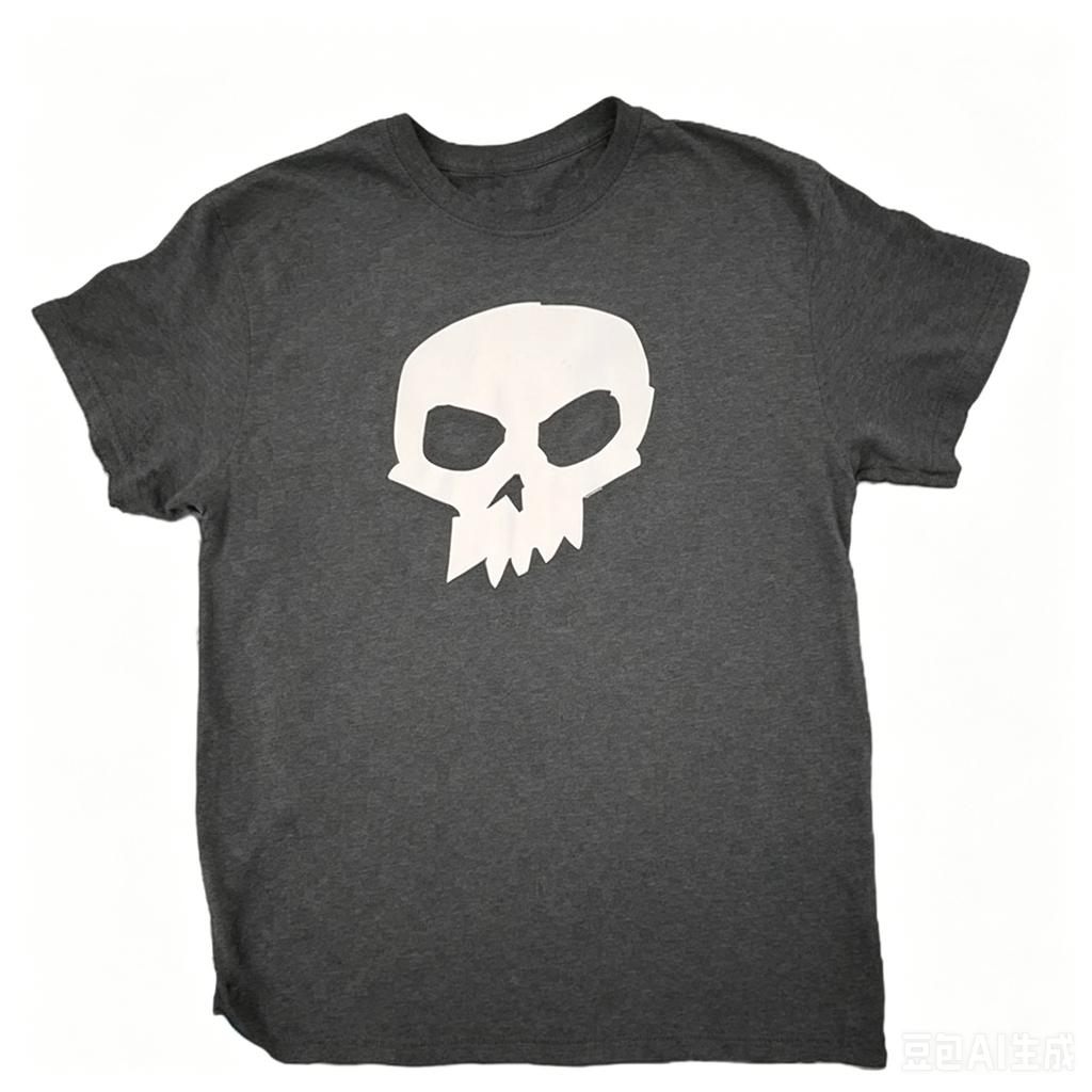 2026 Simple Solid White Cartoon Skull Front Graphic T Shirt Basic Minimal Skeleton Head Print Black Cotton Short Sleeve Tee