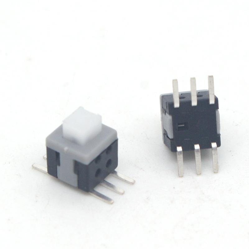 In Stock: 5.8x5.8 and 8.5x8.5 High/Flat Head Self-Locking Button Switch, Non-Locking Option Available