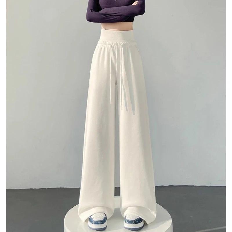 Women Classic High Wast Trousers Girls Loose Fit Wide Leg Casual Pants Chic Korean Sweatpants