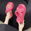 Summer Heels Slippers Women Casual Beach Slippers Fashion Embossed Pleated Slippers Outdoor Platform Slides Shoes Women Sandals