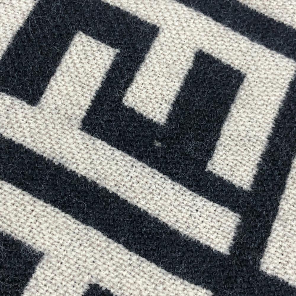 FENDI Zucca pattern Reversible Stole/Shawl Scarf wool Black/Beige