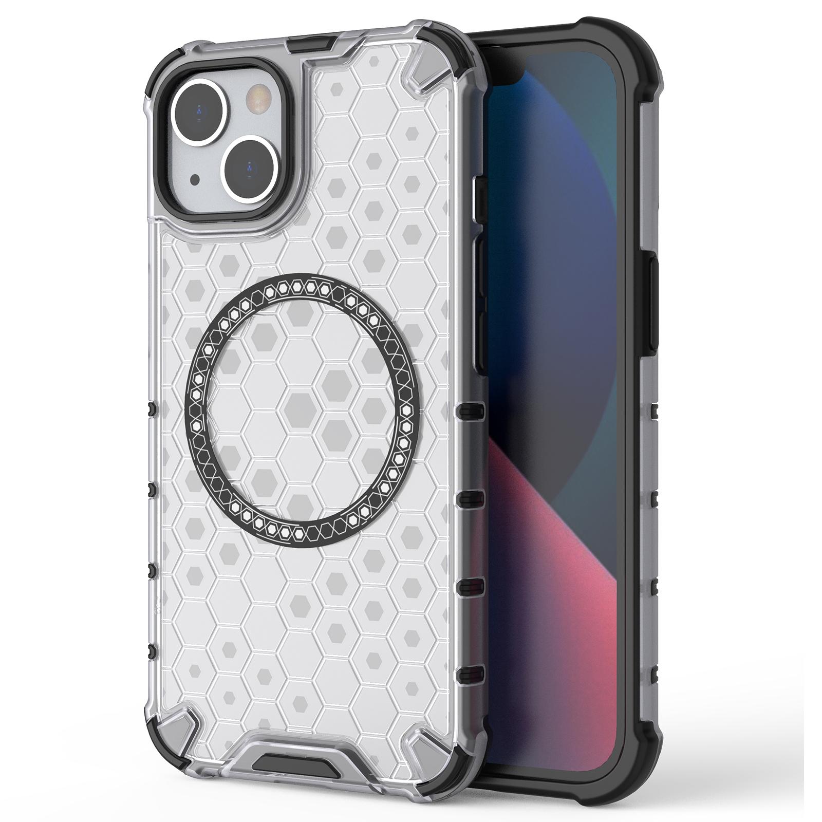 

For iPhone 13 Case Compatible with MagSafe TPU+PC Honeycomb Phone Cover Transparent
