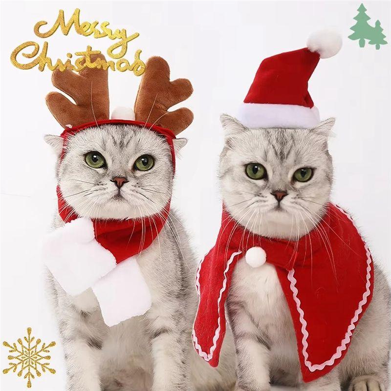 Practical-Santa Christmas Hat Halloween Pet Costume For Dog For Cat Puppy Scarf Gift New Year Winter Supply