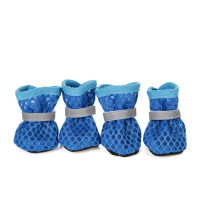 4 Stk./Set Haustierschuhe Reflektierende Welpenstiefel für kleine mittlere Hunde Katzen Outdoor Atmungsaktiv Rutschfest Mesh-Schuhe Chihuahua Zubehör
