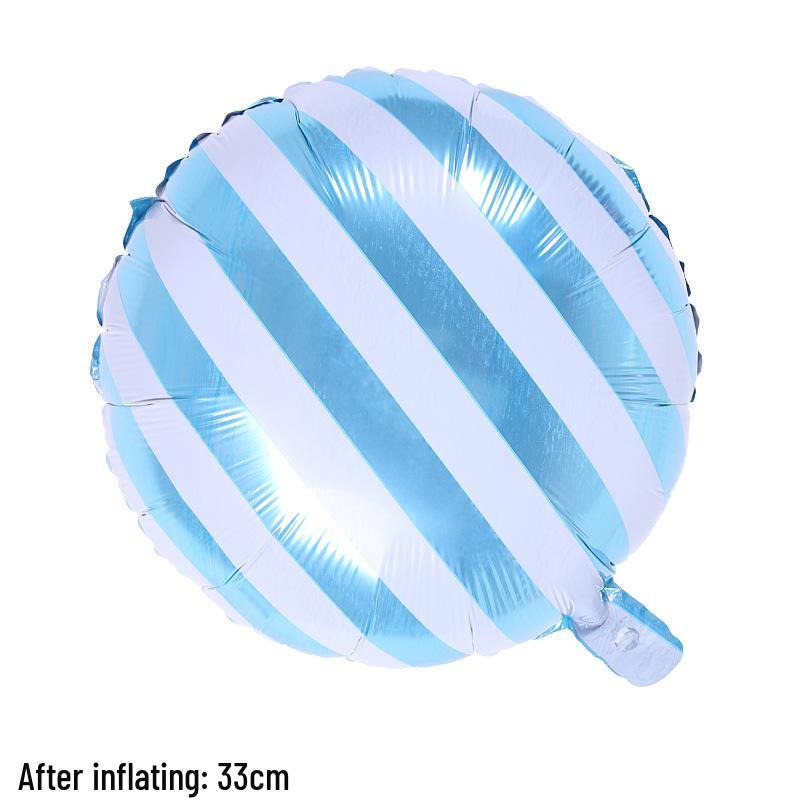 18" Round Striped Candy Aluminum Foil Balloon for Baby Birthday or Children's Day Decoration
