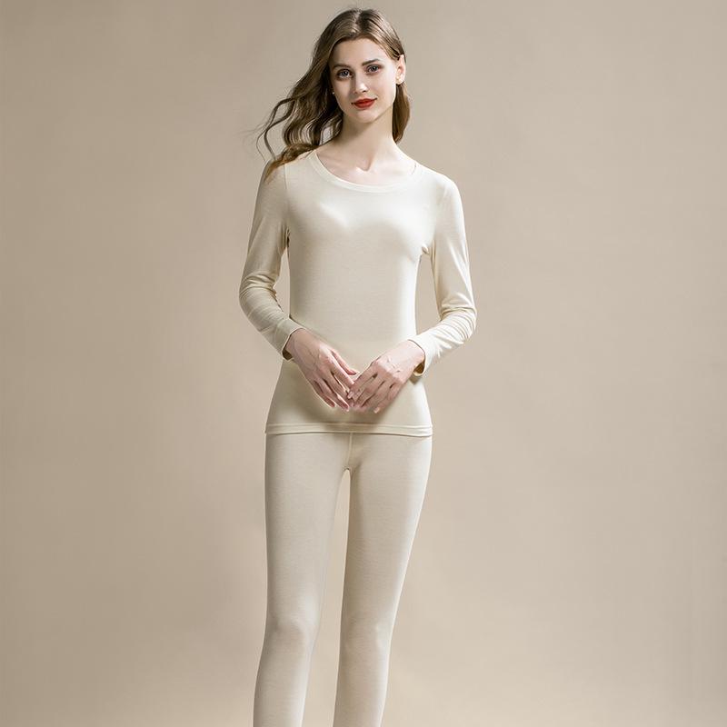 Autumn and winter new women's silk thermal underwear set amino acid non-marking long johns heating fleece primer