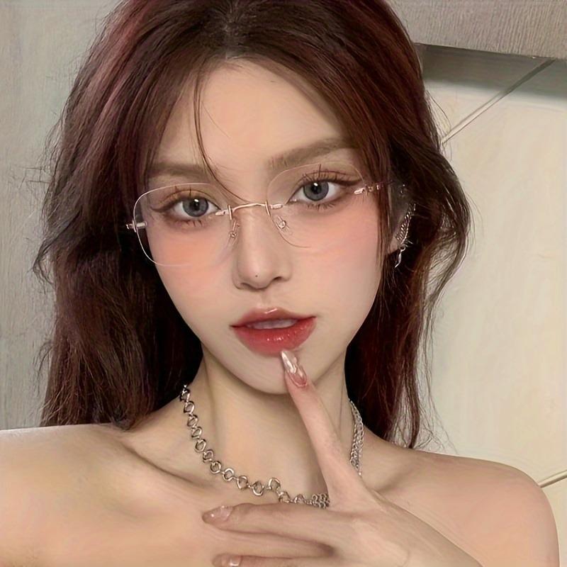 Rimless Square Clear Lens Glasses Comfortable And Stylish Computer Glasses Women's Glasses