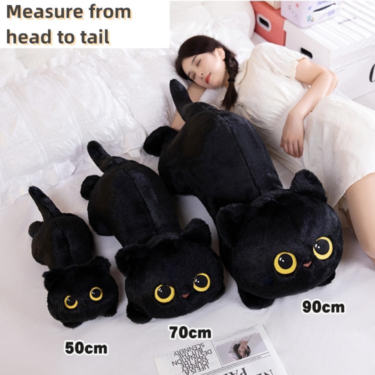 50-90Cm Cute Cat Plush Toy Stuffed Animal With Expression Cartoon Gray Black Cat Sleeping Pillow Cushion Children Birthday Gift