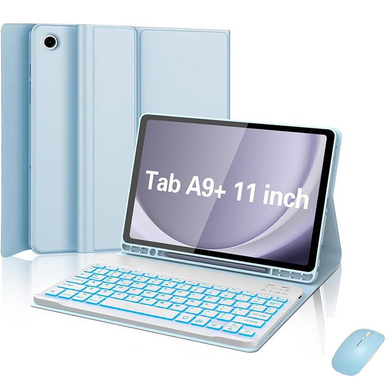 Samsung Tablet A9 Plus 11 Protective Leather Keyboard Case with Backlit Bluetooth and Pen Slot A11+