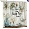 1pc Boho-Chic "Relax & Soak" Shower Curtain, 70.8x70.8 Inch, Durable Polyester, Easy-Clean with Included Hooks, Machine Washab