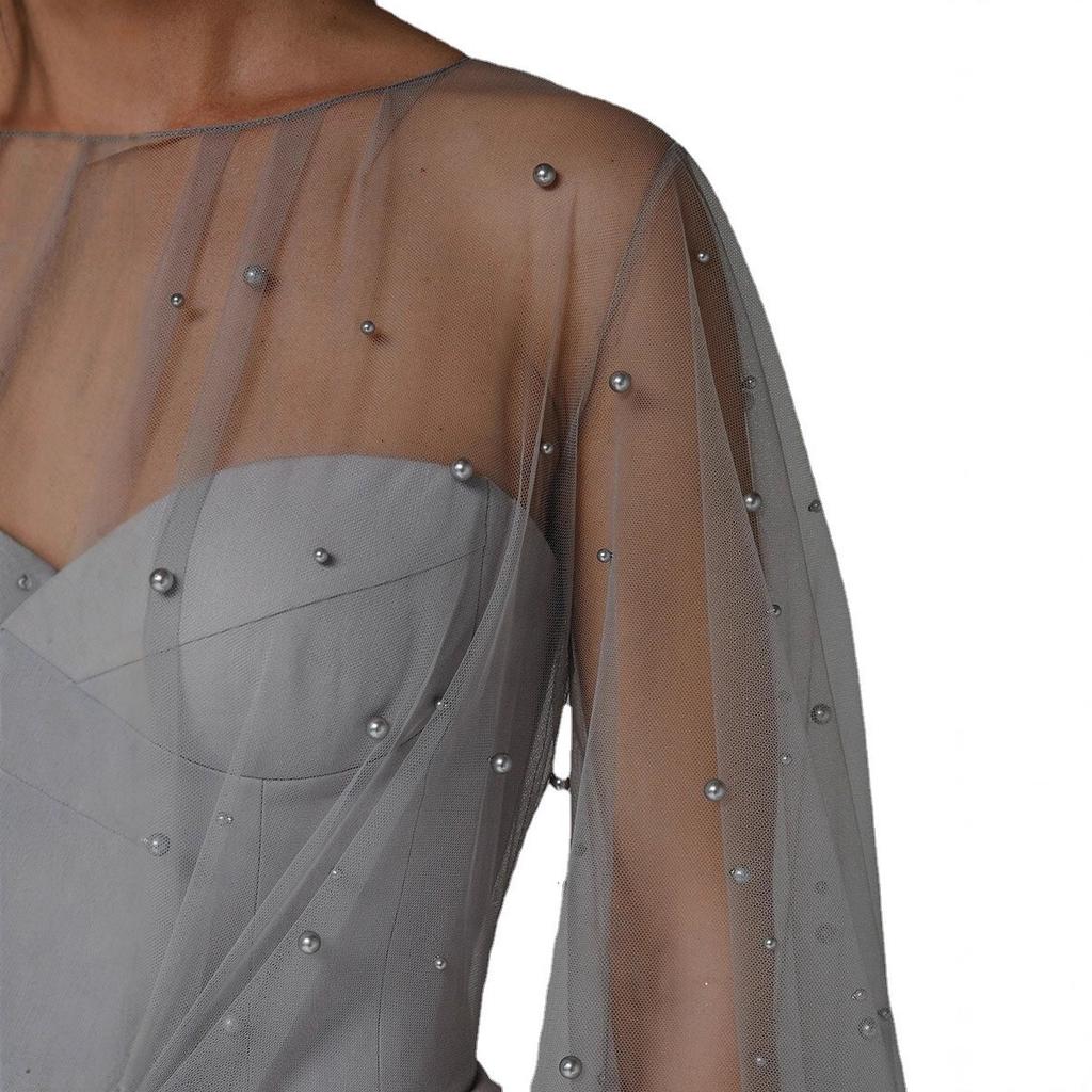 Spring Summer New European American Women's Sexy Strapless Pearl Bodycon Mini Dress, In Stock