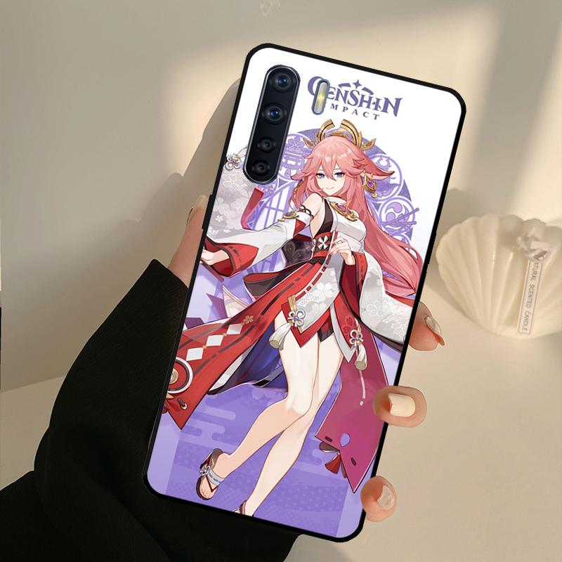 Genshin Impact Yae Miko Case For OPPO Find X5 X3 Pro A5 A9 A31 A53 A53S A3S A5S A15 A52 A72 A83 A91 A54 A74 A94