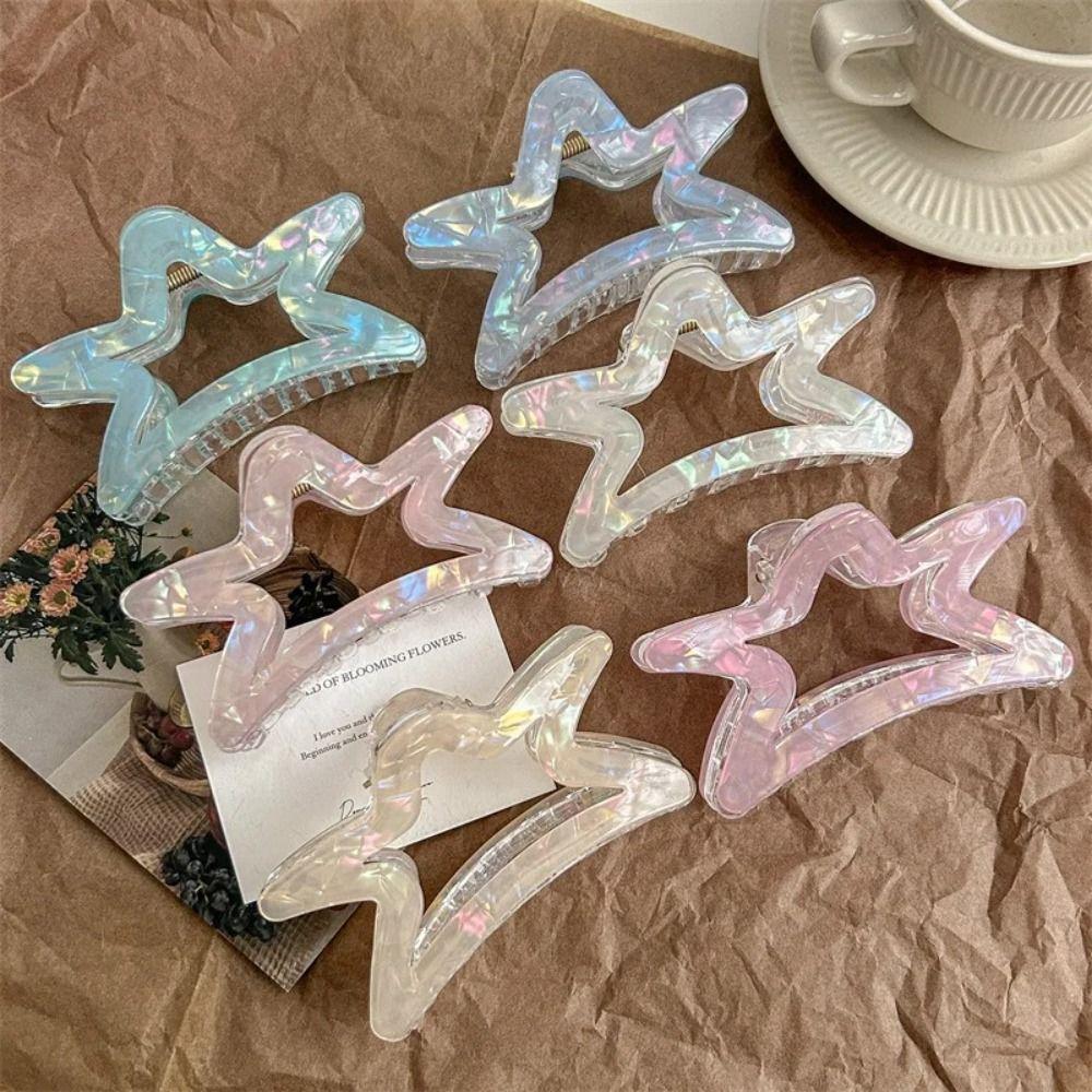PVC Shark Clip Transparent Large Size Hair Grab Fashion Hollow Hair Grab Daily