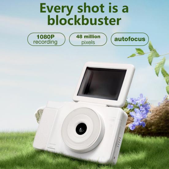 48MP digitální fotoaparát s LED přisvětlením 180stupňově výklopný displej Kompaktní design Přenosný fotoaparát Vlogging rekordér