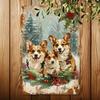 Vintage Christmas Corgi Metal Tin Sign - 8x12 Inch | Durable Iron Wall Art for Home, Gym, Cafe, Garage & Garden Decor | Easy-Han