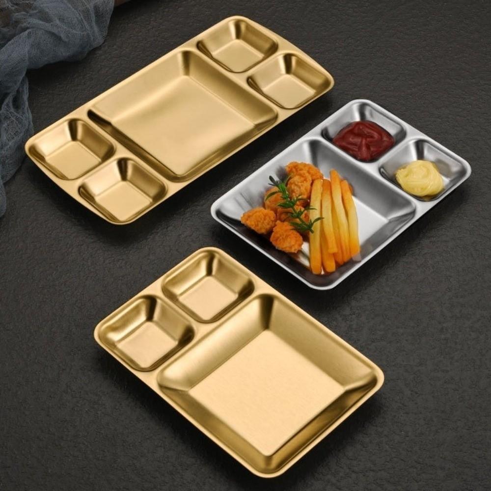 Stainless Steel Divided Dinner Tray 3/5 Grids Divided Dip Bowls French Fries Plate  Restaurant Use