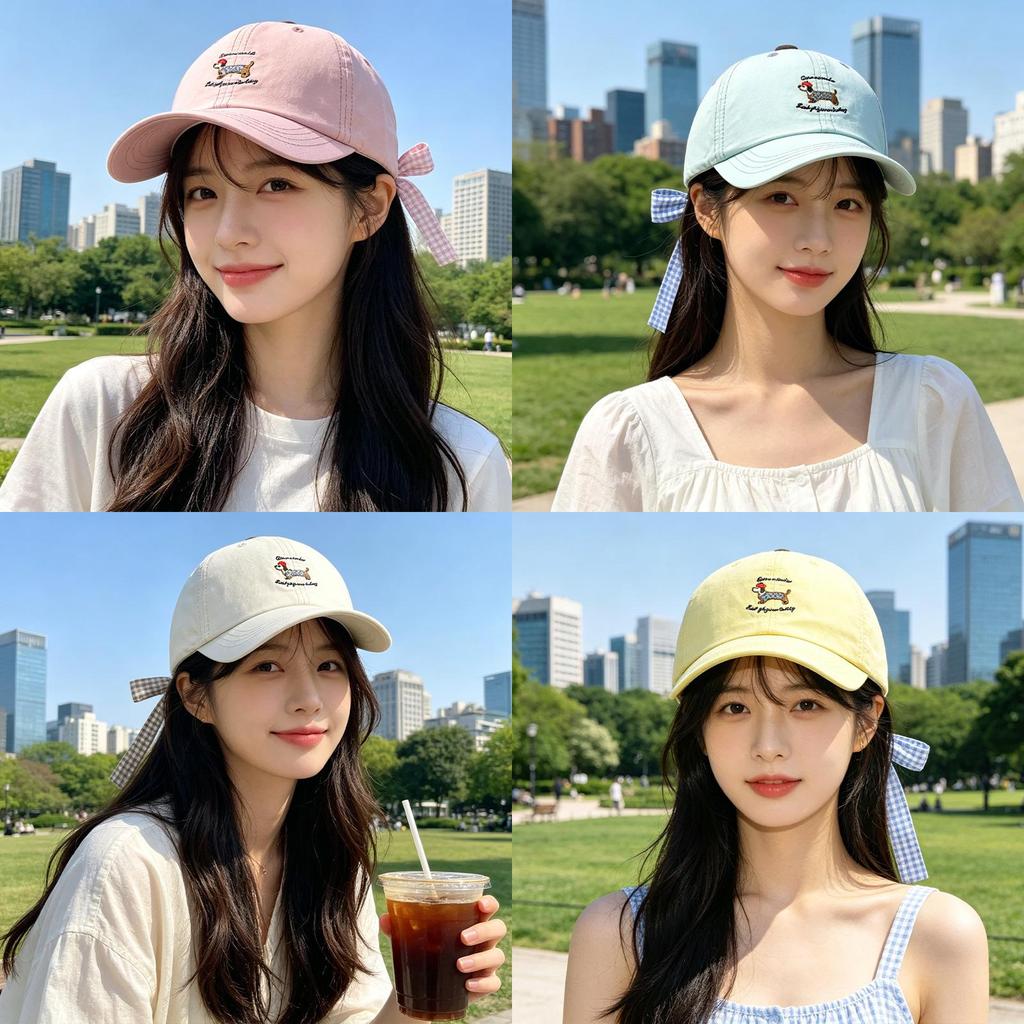 Dog Embroidered Cotton Baseball Cap With Sun Protection For Casual Summer Wear