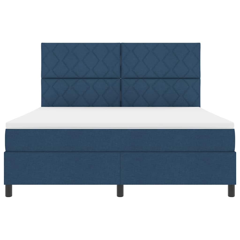 Box Spring Bed with Headboard Blue 180 x 200 cm Fabric