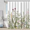 Green Plant Waterproof and Mildew-proof Polyester Bathroom Shower Curtain Shower Curtain Partition Curtain Free of Punching