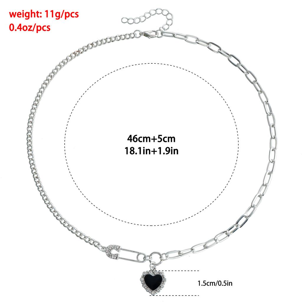 Grenzüberschreitender Schmuck, Sommer Schwarze Liebe Halskette Damen, High-End Nische Nadel Spleißen Süße Und Coole Schlüsselbeinkette