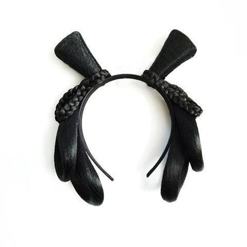 

Повязка для волос Парик Интегрированный Самый простой для сочетания с одеждой в древнем стиле Хань, для новичков, с ограниченными возможностями рук, для вечеринок, пучок, мешок с бобами, простой, кошачьи ушки Мин, накладка, мешок для волос F007 double pla