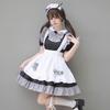 Cosplay Anime 4-Piece Maid Outfit - Cute Black & White Checkered Princess Dress with Bow