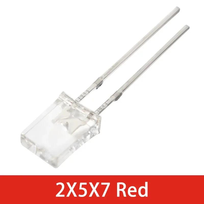 

50PCS LEDs Kit 2x5x7mm Square LED Diode Light Emitting Diode Transparent LED Lamp White Green Red Blue Yellow 5 Color