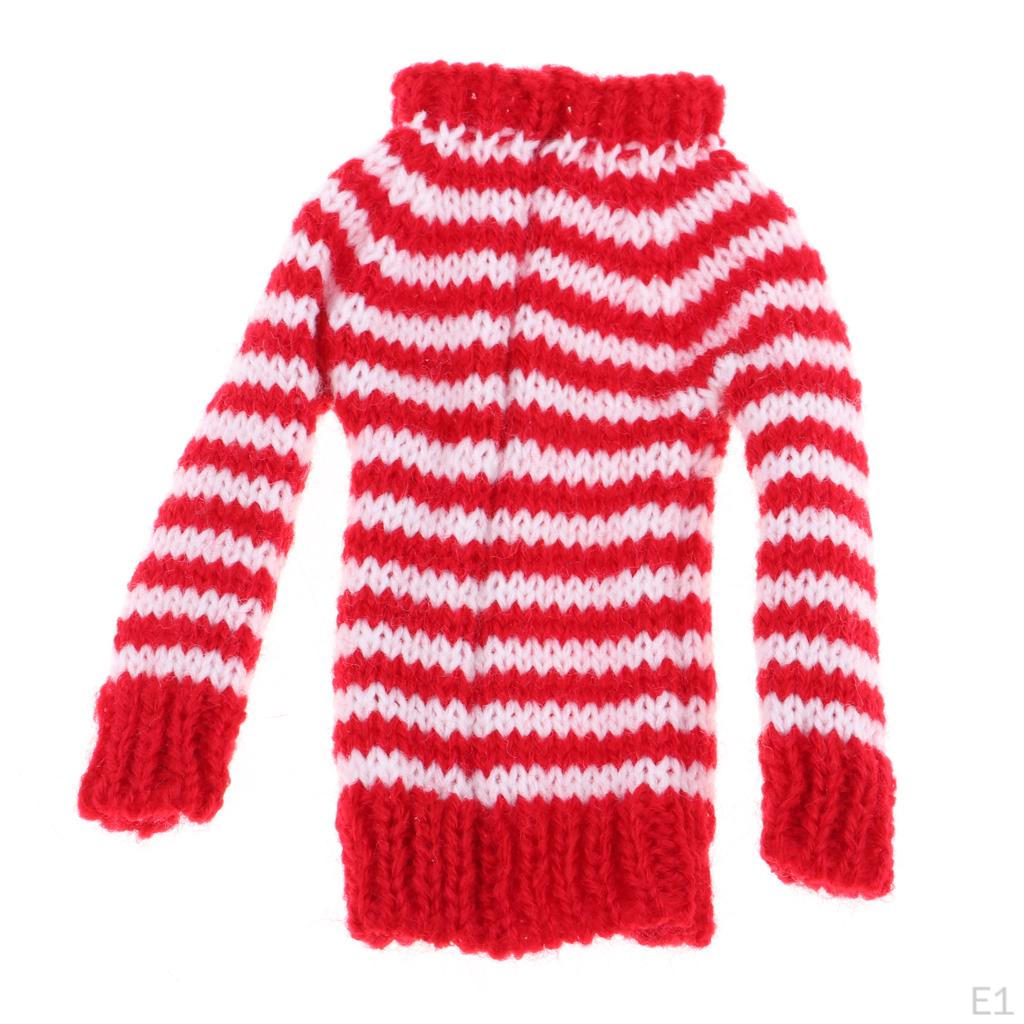 Fashion Girl Doll Outfit Off Shoulder Stripe Wool Knitted Sweater For