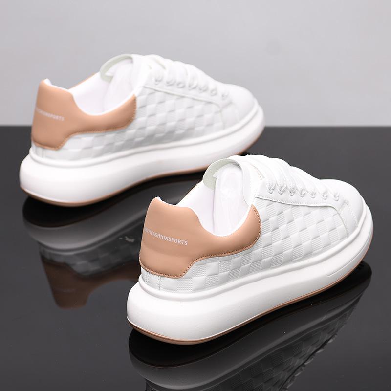 

Autumn new couple leather shoes white board shoes McQueen platform heightening casual KY2 43