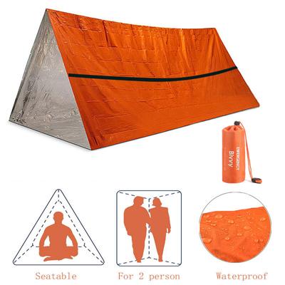 2 Kişilik Acil Durum Barınağı Bivy Hayatta Kalma Çadırı Kiti Mylar Tüp Çadır Uyku Tulumu Su Geçirmez Açık Hava SOS Termal Battaniye Tekrar Kullanılabilir