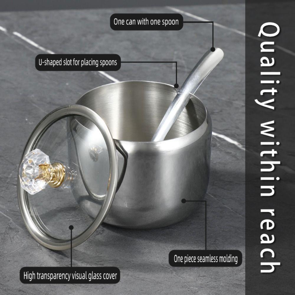 Stainless Steel Condiment Jar Set Light Luxury Spice Organizer  Countertop