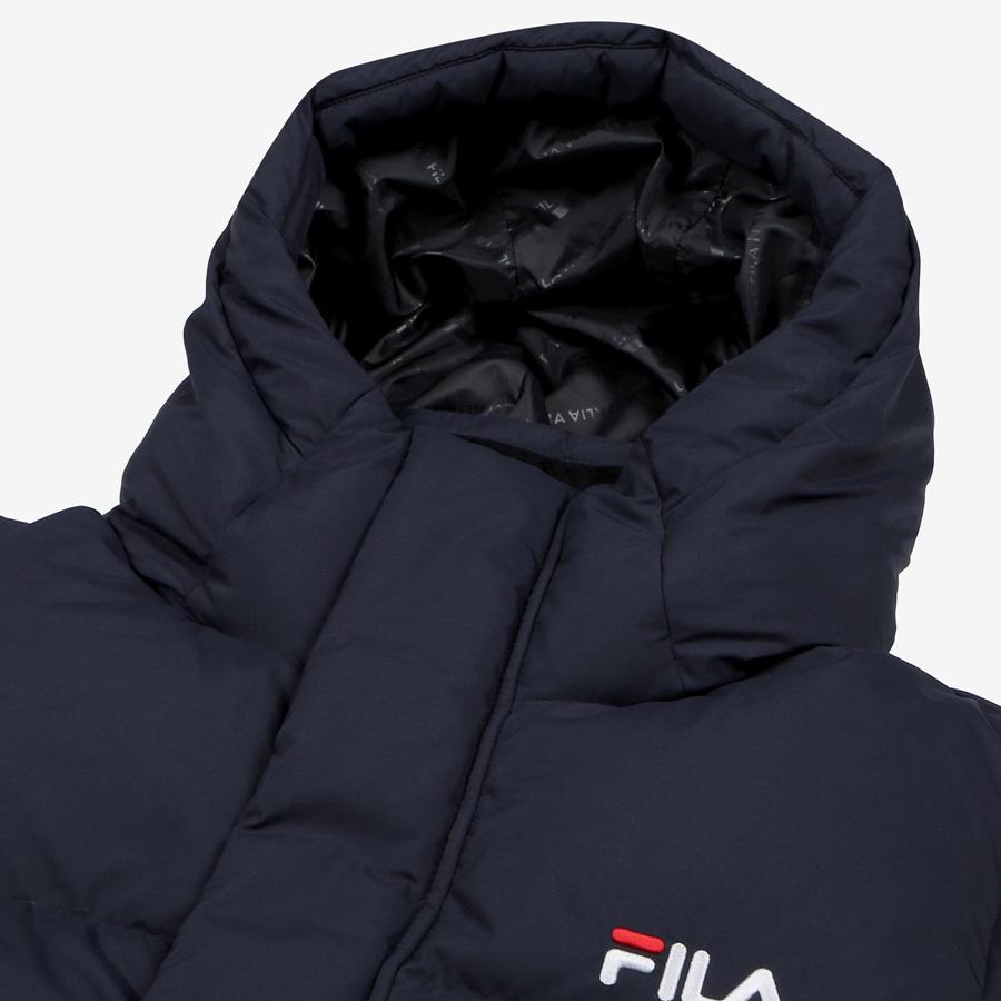 Fila Fleece Hooded Long Printed Letter Down Jacket Men Outerwear Dark-Blue FS2DJB4003X-INA