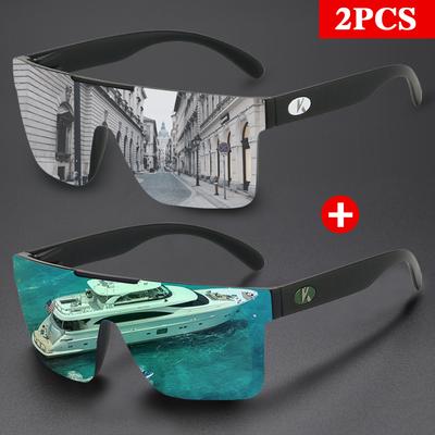 KAROS 2Pcs/Set Polarized Sports Sunglasses UV400 Lightweight Outdoor Cycling Travel Goggles Trendy Men Women Protection YZ035