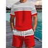 2026 Sommer Neuankunft Herren Freizeit Zweiteiler Set Gestreifter Print Kurzarmhemd und Sportshorts Set Herren Fitness Set