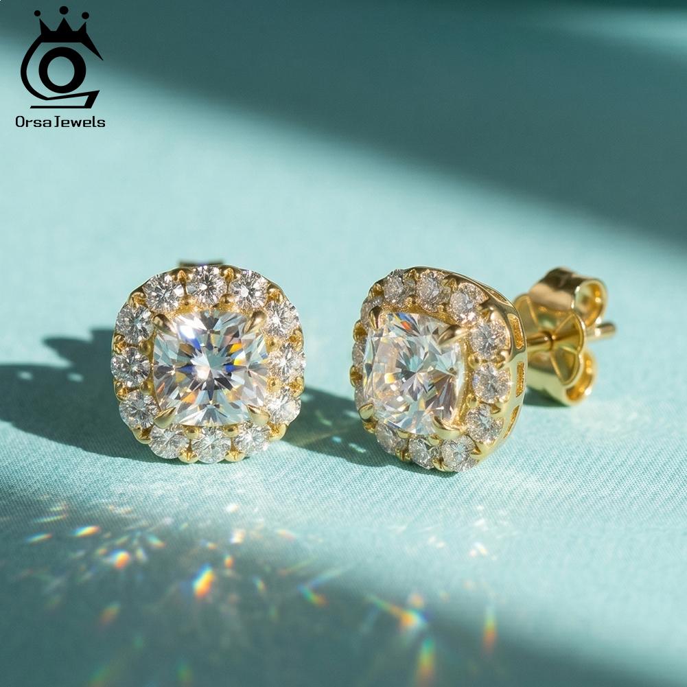 ORSA JEWELS Exquisite 925 Sterling Silver D Color Full Moissanite Diamand Earrings for Women Luxury Wedding Fine Jewelry MOE26